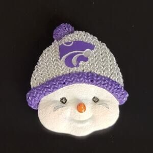 2001 Ridgewood Collection Snowman Brooch Kansas State Wildcats 1.68"
